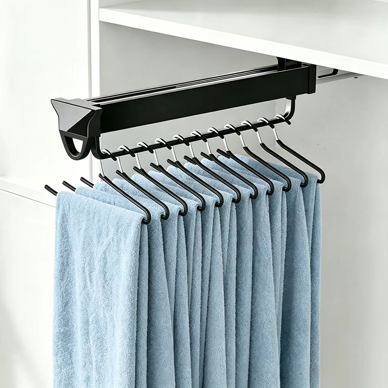 Home pull out pants rack